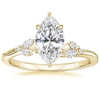 ERAA Jewel 2 CT Marquise Colorless Moissanite Engagement Ring, Wedding Bridal Ring Set, Eternity Silver Solid 10K 14K 18K Gold Diamond Solitaire Prong Set Anniversary Promise Gifts for Her
