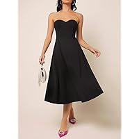 Dresses for Women - Solid Tube Dress (Color : Black, Size : Small)