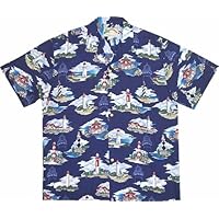 Hawaiian Shirt- Lighthouses Men's Hawaiian Aloha Shirt in Navy Blue - 4X