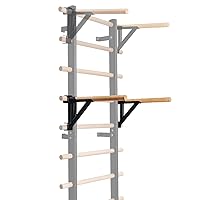 DHT Wood Stall Bar, Swedish Ladder Suspension Trainer with 9 Strategic Rods, for Home, Gym, School and Clinics