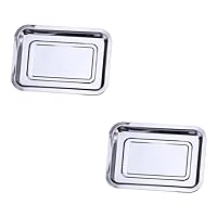 BESTOYARD 2pcs Rectangular Barbecue Plates Metal Food Tray Water Pans for Chafing Dishes Steel Baking Pans Roasting Dish Aluminum Water Pans for Chafing Stainless Steel Turkey Oven Pot Child