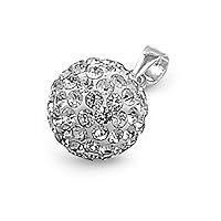 Simulated Crystal Pave Sphere Paragon Clear Pendant Sterling Silver