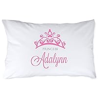 Personalized Script Princess Pillowcase - Decorative Bed Pillow Covers - Custom Home Decor - 20” x 32” Pillowcase - Princess Crown Script