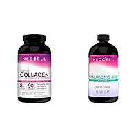 Super Collagen with Vitamin C and Biotin, Skin, Hair and Nails Supplement & Hyaluronic Acid Berry Liquid with Vitamin C; for Cellular Hydration for Skin