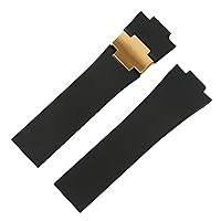 Watchband Bracelet Silicone Watch Band For Ulysse-Nardin MARINE Waterproof Rubber Watchstrap Sports 25 * 12mm Man Watches Sport (Color : Black gold strap, Size : 25 * 12mm)