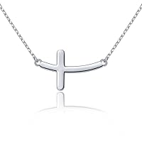 Ladytree ATHENAA S925 Sterling Silver Concise Sideways Cross Pendant Necklace Bracelet Anklet
