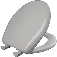 Bemis 200SLOWT 162 Toilet Seat will Slow Close, Never Loosen and Easily Remove, ROUND, Plastic, Silver