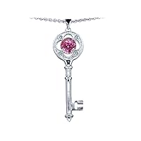 Sterling Silver Key To My Heart Pendant Necklace 7mm Round