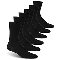 Diabetic Socks for Men Women, Comfortable Cotton Loose Fit Circulatory Medical Socks for Diabetes, Circulation, Swollen Feet, Neuropathy, Edema, Pregancy, 6 Pairs Black L