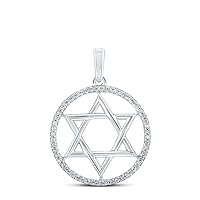 The Diamond Deal Sterling Silver Womens Round Diamond Star of David Religious Pendant 1/10 Cttw