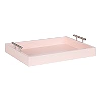 Kate and Laurel Lipton Modern Rectangular Tray, 16 x 12.25, Pink and Silver, Decorative Accent Tray for Storage and Display