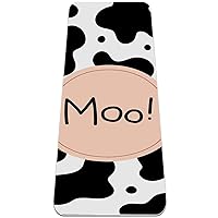Cow Black Moo 1/4 Inch Thick Yoga Mat For Women Men, Non Slip Double-Sided Floor Exercise Mat Pilates Gyms TPE Yoga Mats 72’’ x 24’’