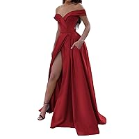 Prom Dresses Long Evening Formal Dress Off The Shoulder Prom Gowns Split Womens