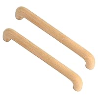 2pcs Wooden Furniture Handles, 160mm Hole Centers Distance Natural Wood Pull Handles for Dressers Drawer Cabinets Cupboard Wardrobe