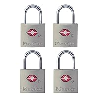 Master Lock TSA Luggage Locks with Key, TSA Approved for Backpacks, Bags and Luggage, 4 Pack, 4683Q, Brass