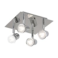 Wall Lamp，Fixed Ceiling Track Light Fixture, 4 Way Spotlight Accent Spot Lighting, Kitchen Island Adjustable Tracking Lights, Living Room Spotlights, Gallery Picture Lighting/Chrome