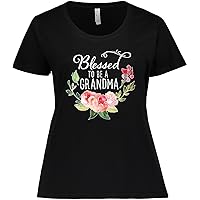 inktastic Blessed to Be a Grandma with Flowers Women's Plus Size T-Shirt