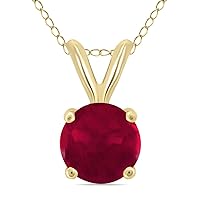5MM Round Natural Gemstone Pendant in 14K White Gold and 14K Yellow Gold (Available in Emerald, Garnet, Peridot, and More)