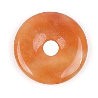 GEM-Inside 30mm Orange Aventurine Jade Stone Circle Donuts Beads for Pendant Jewelry Making Power Energy Chakra Massage GuaSha Scraping Tools