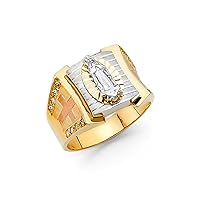 14k Yellow Gold and White Gold CZ Cubic Zirconia Simulated Diamond Mens Ring Size 10 Jewelry for Men