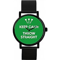 Green Keep Calm Throw Straight Watch Ladies 38mm Case 3atm Water Resistant Custom Designed Quartz Movement Luxury Fashionable