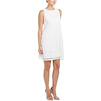 Adrianna Papell Women's Pleated Plaid DOT Shift, Ivory, 8