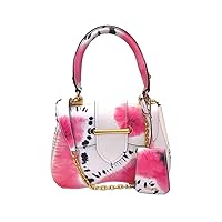 Prada City Tie Dye Pink and White Leather Sidonie Top Handle Bag