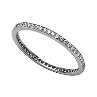 Zoe R Sterling Silver Micro Pave Hand Set Cubic Zirconia Stackable Eternity Band