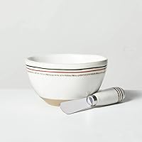 Stripes Stoneware Dip Bowl & Spreader Knife Set Red/Green - Hearth & Hand with Magnolia