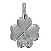 Les Poulettes Jewels - Pendant Clover Silver Rhodium and Rhinestone Petal