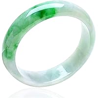 Yuppie Classic Retro Oriental Style Natural Jade Bangle Green Floating Flowers Women's Feng Shui Round Bar Link Bracelet，Crystal Natural Stone for Men Women (Size : 56mm)