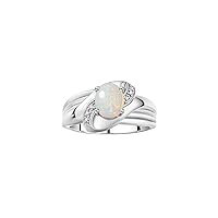 Rylos Ring with Oval 9X7MM Gemstone & Diamonds - Classic Design Gem Jewelry for Women in Sterling Silver, Available in Sizes 5-10