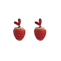 Red Strawberry Earring For Women Teen Girls Cute 3D Acrylic Fruit Simulation Strawberry Drop Dangle Earrings