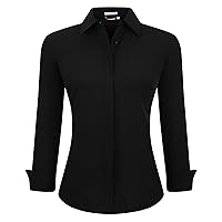 Esabel.C Womens Button Down Shirts Long Sleeve Regular Fit Stretch Work Blouse
