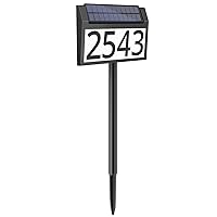 MAXvolador Solar Address Sign Lighted House Numbers Waterproof, Solar Powered LED Illuminated Address Plaques with Stakes, 3-Color in 1 Address Number