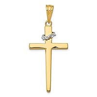 14k Two Tone Solid Polished Open back Gold Religious Faith Cross with Crown of Thorns Pendant Necklace Measures 18.6x43.5mm Jewelry for Women