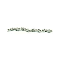 Rylos Diamond Tennis Bracelet Classic 14K White Gold Flower Leaf Design Round Diamonds - 7 1/4