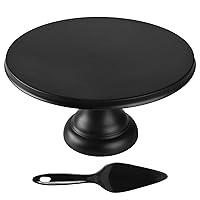 Round Cake Stand 9.84 Inch with Spatula, Black Cupcake Stand Bamboo Fiber, Dessert Display Plates for Snacks, Cookies, Candy Dish for Birthday Parties, Weddings, Baby Shower and Other Events