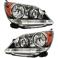 Evan Fischer Driver and Passenger Side Headlight Set of 2 Compatible with 2008-2010 Honda Odyssey - HO2502136, HO2503136