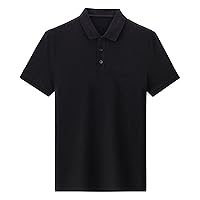 Men's Polo Shirts Short Sleeve Lightweight 3 Buttons Solid Color Shirts Cotton Pique Golf Shirt Casual Collared Shirt