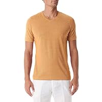 Men's Silk V-Neck Short Sleeve Shirt-Salmon