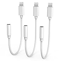 [Apple MFi Certified] iPhone Headphone Adapter 3 Pack, Lightning to 3.5 mm Headphone Earphones Dongle Jack Adapter Audio Aux Cable Converter for iPhone 14 Pro Max 13 12 11 XS XR X 8 7 Support iOS