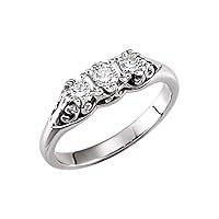 Solid Platinum Solitaire 1/3 Cttw Diamond Three 3 Stone Engagement Ring Band (.33 Cttw)