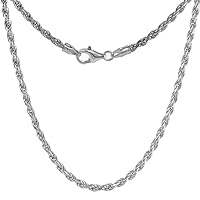 2.8mm Sterling Silver Rope Chain Necklaces & Bracelets Diamond Cut Nickel Free Italy, Sizes 7-30 inch