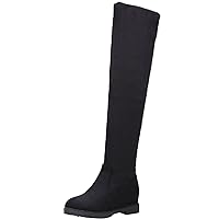 Over The Knee Boots Women Faux Suede Increased Black Fall Winter Elegant Thigh High Boots By BIGTREE