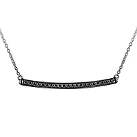 925 Sterling Silver Black Rhodium 0.25 Cttw Black Diamond Curved Bar Necklace 18