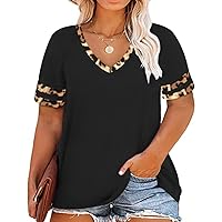 RITERA Plus Size Tops For Women Short Sleeve T Shirt Casual Summer V Neck Tunics Tees XL-5XL