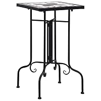 vidaXL Black and White Ceramic Mosaic Side Table - Weatherproof Outdoor Garden Furniture, Iron Frame - Aesthetically Pleasing Balcony & Terrace Décor, Flower Plant Stand - Easy to Assemble