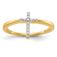 14k Gold Lab Grown Diamond Religious Faith Cross Ring Size 7.00 Jewelry for Women