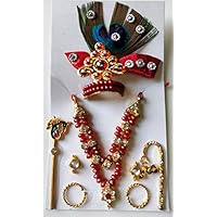 Bal Gopal Mukut Crown Neclace Bangles Flute Earing Set For Kahna Ji